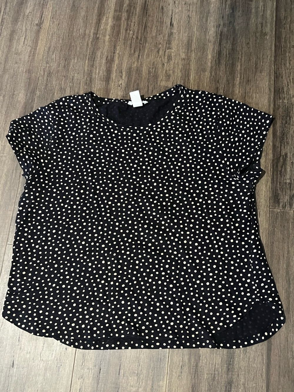 Ladies black and cream dot H&M basic cotton t shirt sz L